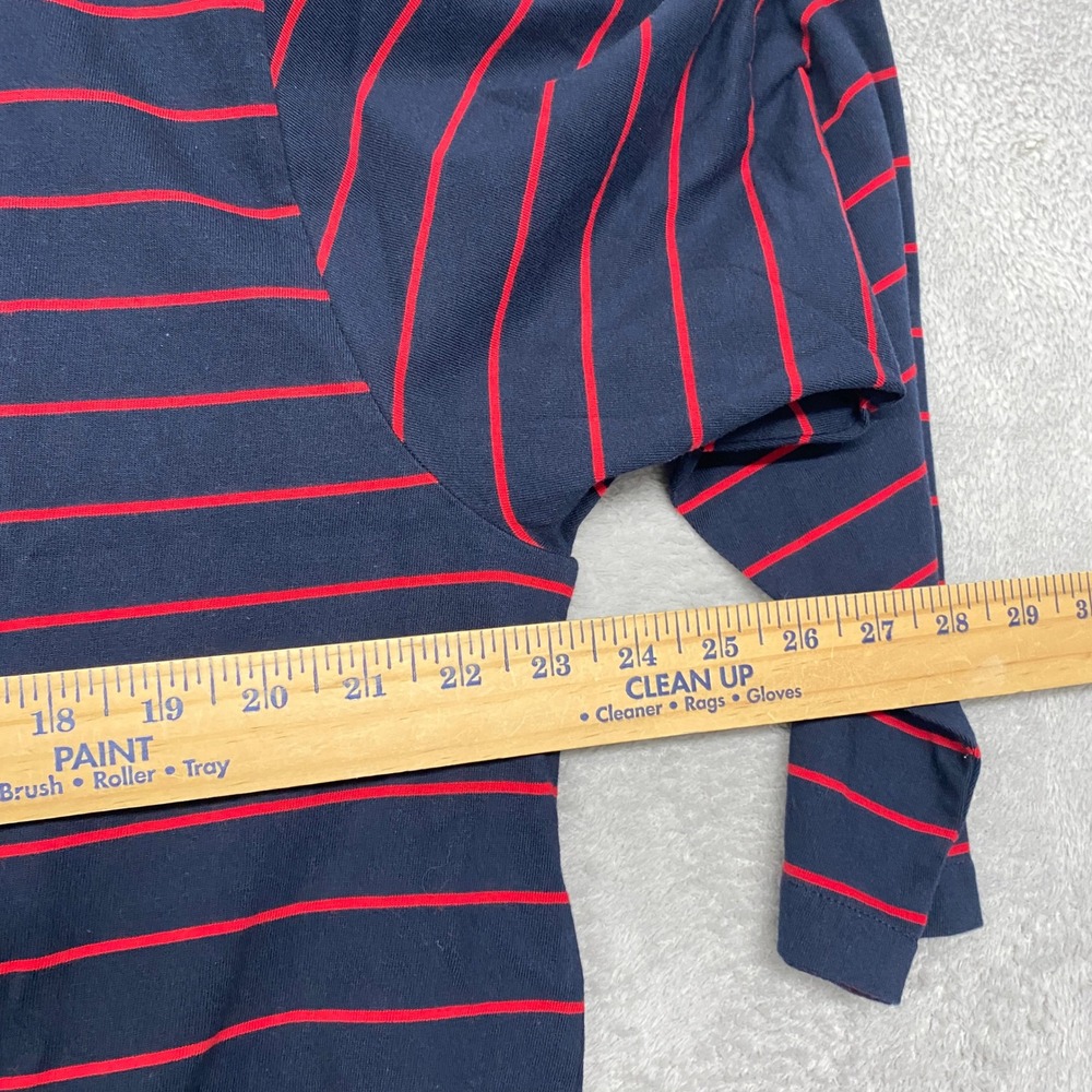 Madewell Top Womens Small Striped Drawstring Hem Long Sleeve Tee Navy Red NZ385 - Picture 5 of 8
